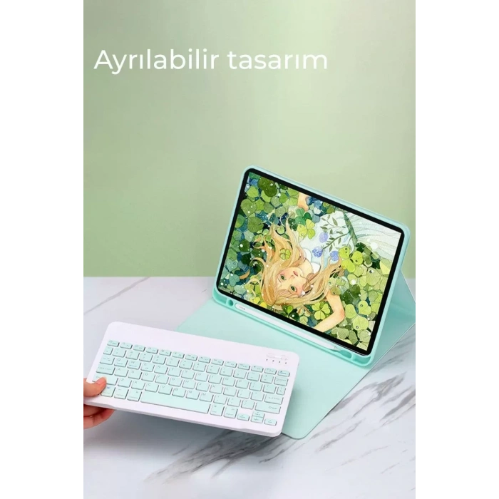 Newface Samsung Galaxy X200 Tab A8 10.5 Kılıf Kc01 Smart Klavyeli Tablet Kılıfı - Siyah