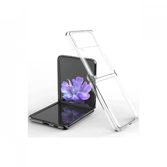 Newface Samsung Galaxy Z Flip 3 Kılıf Fold TPU Silikon - Şeffaf