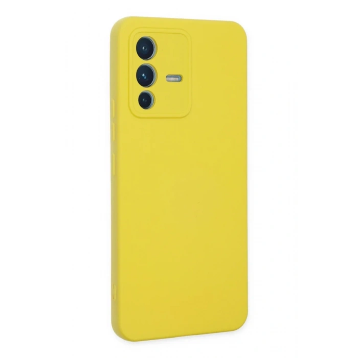 Newface Vivo V23 5G Kılıf Nano içi Kadife Silikon - Sarı