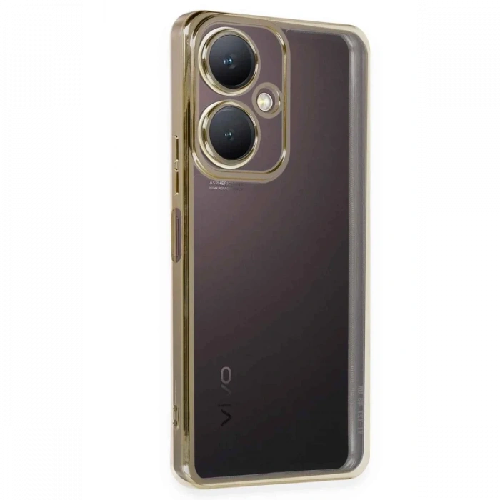Newface Vivo Y27 Kılıf Razer Lensli Silikon - Gold