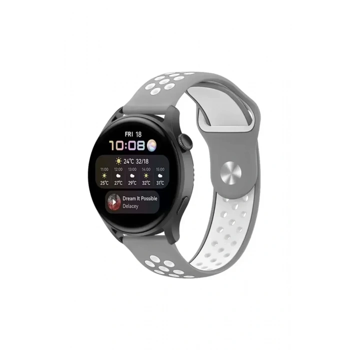 Newface Watch 20mm Spor Delikli Kordon - Gri-beyaz