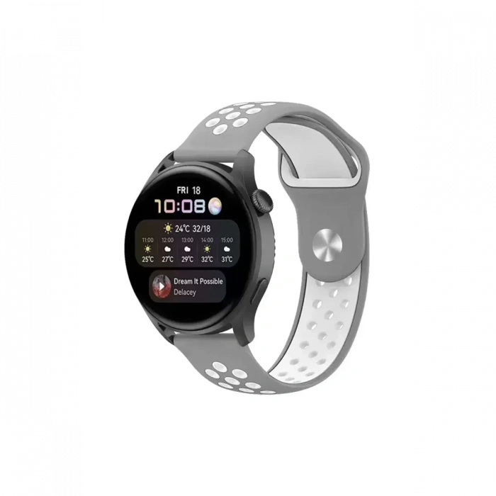 Newface Watch 20mm Spor Delikli Kordon - Gri-beyaz