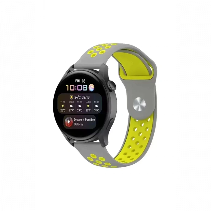 Newface Watch 20mm Spor Delikli Kordon - Gri-yeşil