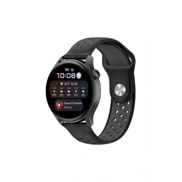 Newface Watch 20mm Spor Delikli Kordon - Siyah-füme
