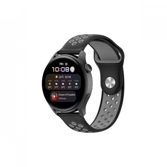 Newface Watch 20mm Spor Delikli Kordon - Siyah-gri