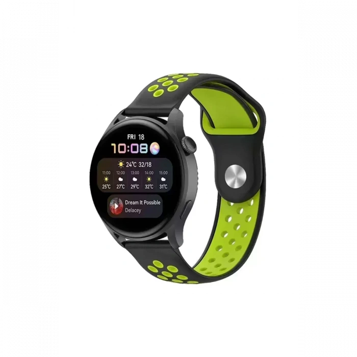 Newface Watch 20mm Spor Delikli Kordon - Siyah-yeşil