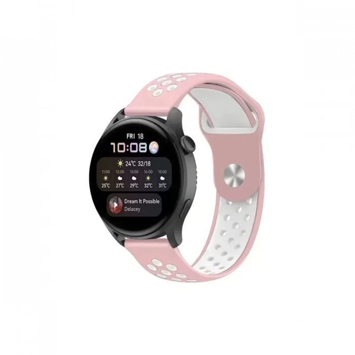 Newface Watch 22mm Spor Delikli Kordon - Pembe-beyaz