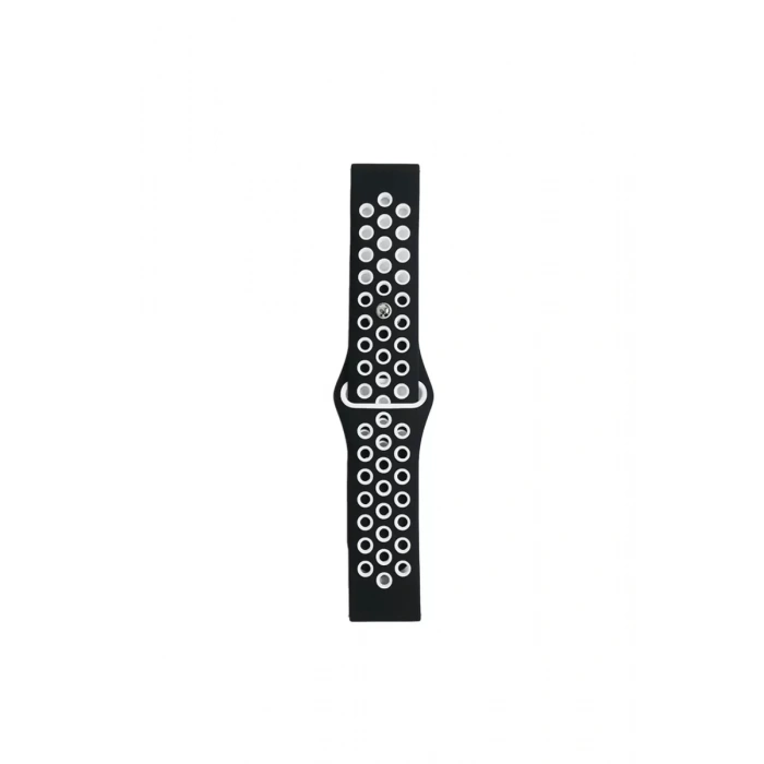 Newface Watch 22mm Spor Delikli Kordon - Siyah-beyaz