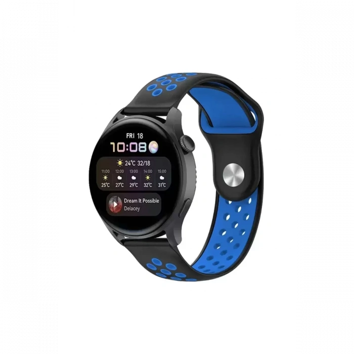 Newface Watch 22mm Spor Delikli Kordon - Siyah-mavi
