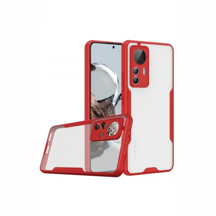 Newface Xiaomi Mi 12T Kılıf Platin Silikon - Kırmızı