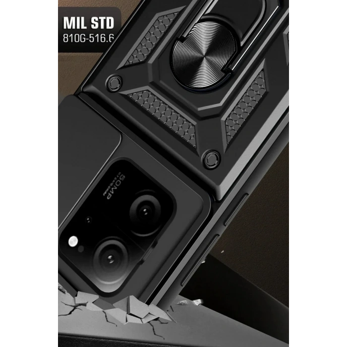 Newface Xiaomi Mi 13T Pro Kılıf Pars Lens Yüzüklü Silikon - Kırmızı