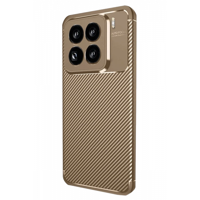 Newface Xiaomi Mi 15 Pro Kılıf Auto Focus Karbon Kapak - Kahverengi