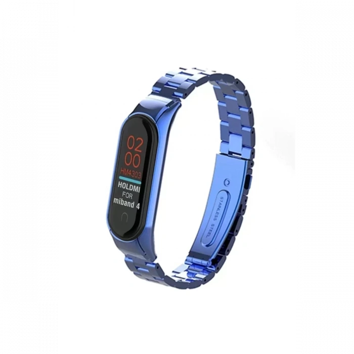 Newface Xiaomi Mi Band 4 Metal Baklalı Kordon - Mavi