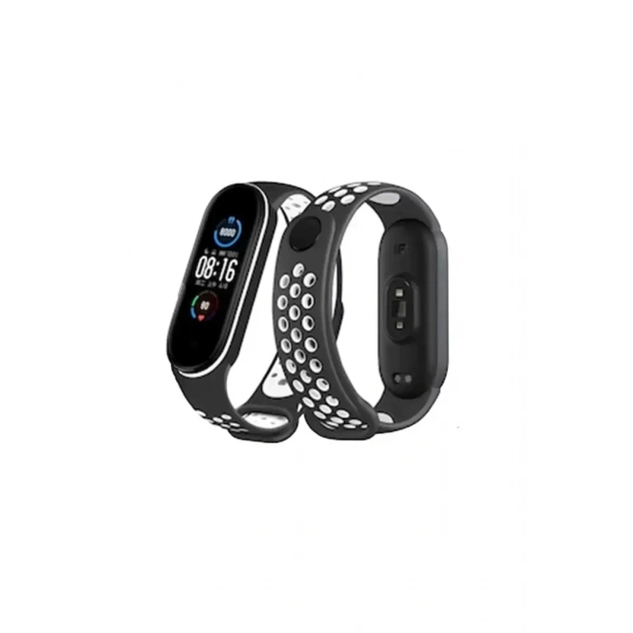 Newface Xiaomi Mi Band 4 Spor Delikli Kordon - Siyah-beyaz