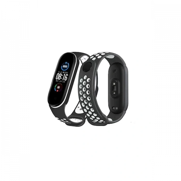 Newface Xiaomi Mi Band 4 Spor Delikli Kordon - Siyah-Beyaz