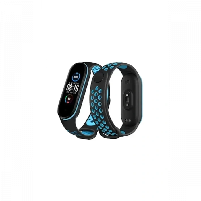 Newface Xiaomi Mi Band 4 Spor Delikli Kordon - Siyah-mavi