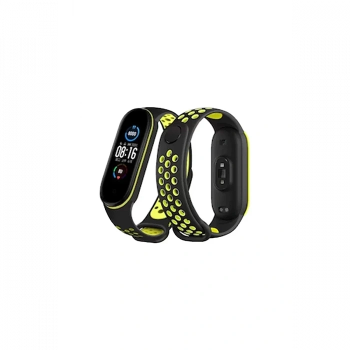 Newface Xiaomi Mi Band 4 Spor Delikli Kordon - Siyah-Yeşil