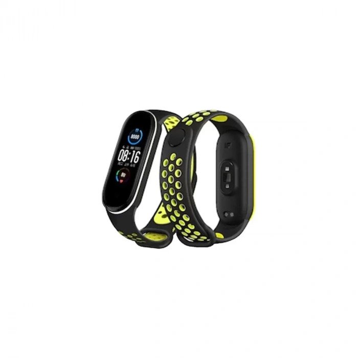 Newface Xiaomi Mi Band 4 Spor Delikli Kordon - Siyah-yeşil-beyaz