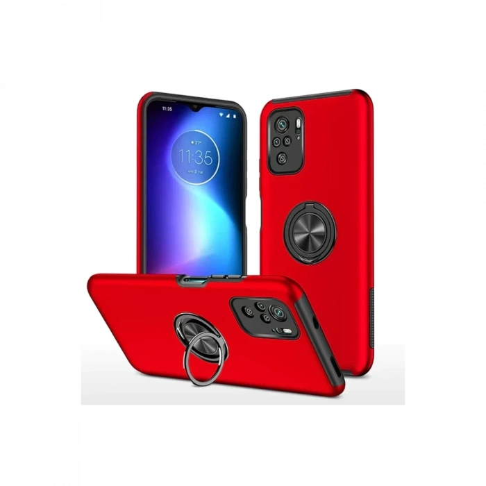Newface Xiaomi Poco F3 Kılıf Elit Yüzüklü Kapak - Kırmızı