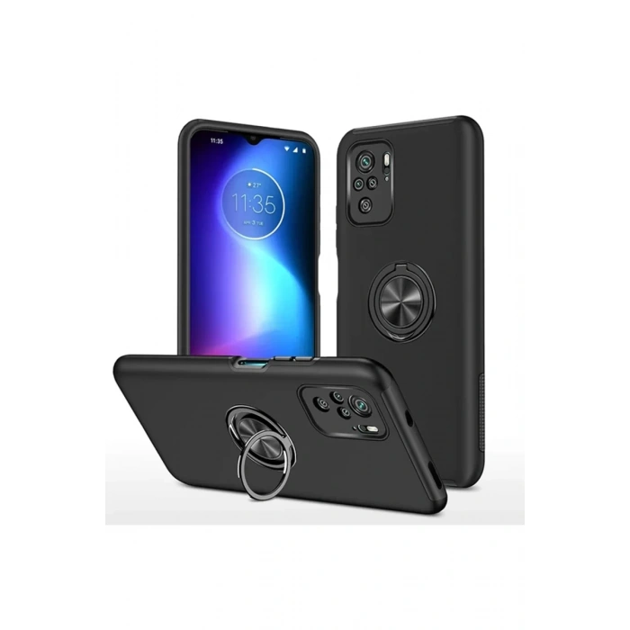 Newface Xiaomi Poco F3 Kılıf Elit Yüzüklü Kapak - Siyah