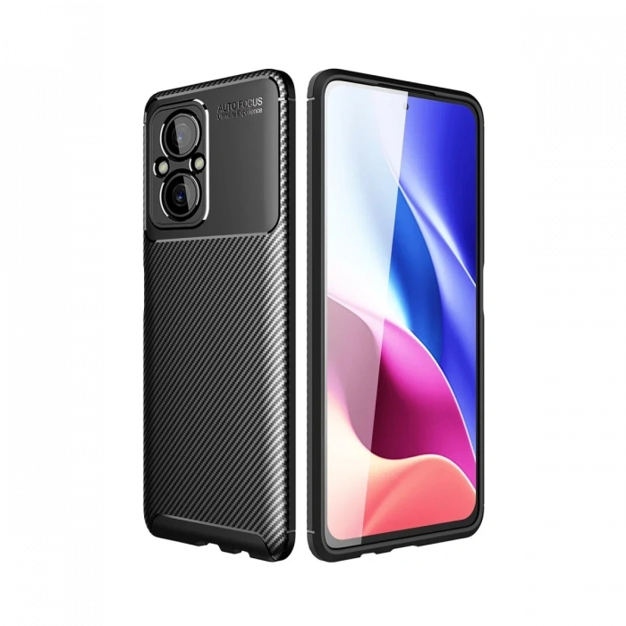 Newface Xiaomi Poco M5 Kılıf Auto Focus Karbon Kapak - Siyah
