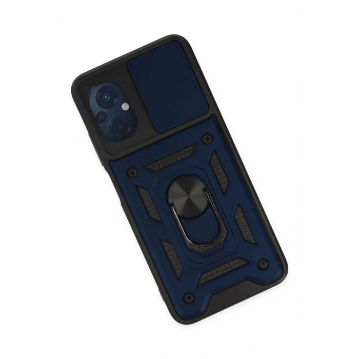 Newface Xiaomi Poco M5 Kılıf Pars Lens Yüzüklü Silikon - Lacivert