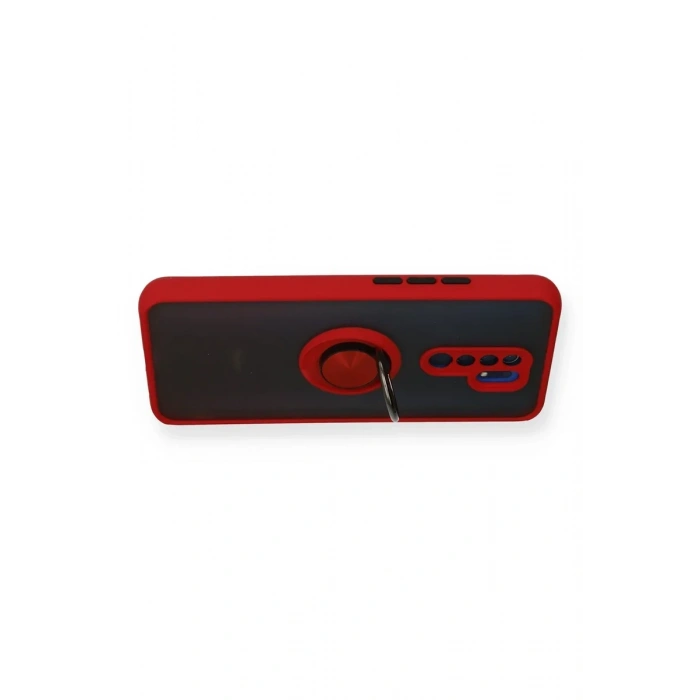 Newface Xiaomi Redmi 9 Kılıf Montreal Yüzüklü Silikon Kapak - Kırmızı