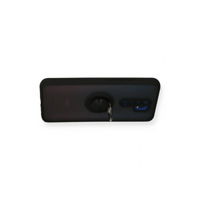 Newface Xiaomi Redmi 9 Kılıf Montreal Yüzüklü Silikon Kapak - Siyah