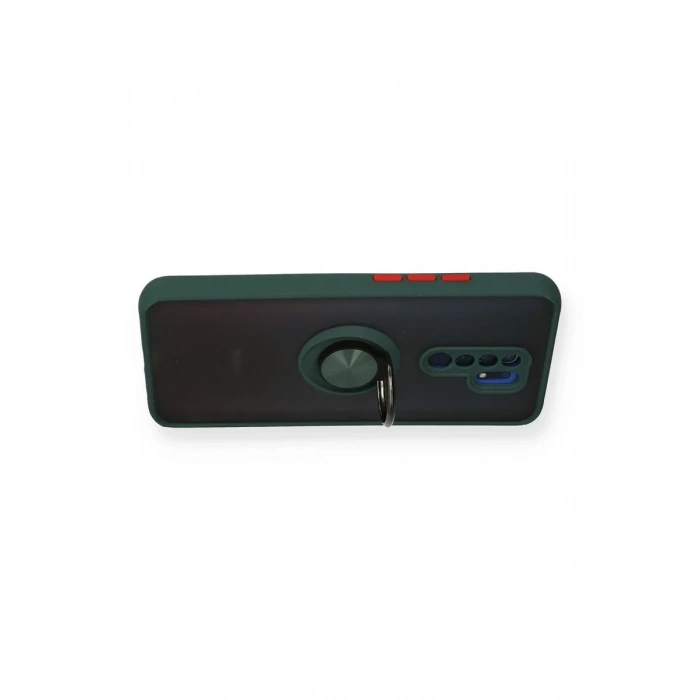 Newface Xiaomi Redmi 9 Kılıf Montreal Yüzüklü Silikon Kapak - Yeşil