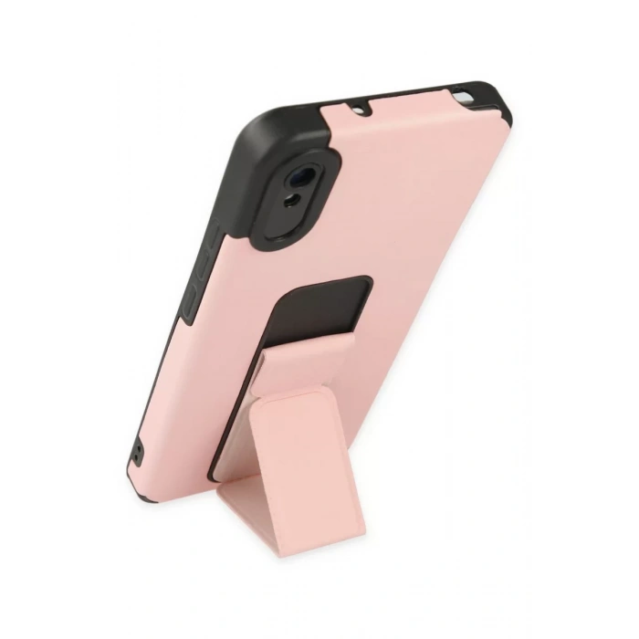 Newface Xiaomi Redmi 9A Kılıf Mega Standlı Silikon - Pudra