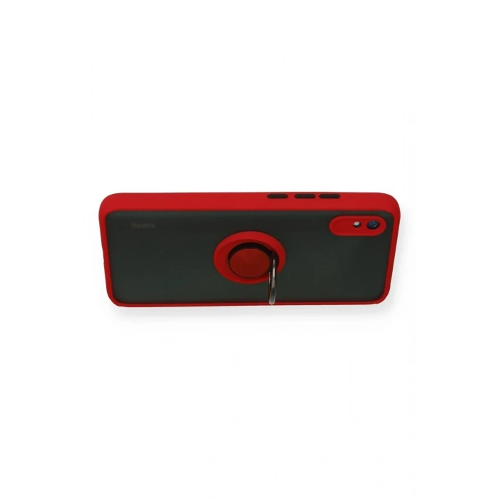 Newface Xiaomi Redmi 9A Kılıf Montreal Yüzüklü Silikon Kapak - Kırmızı