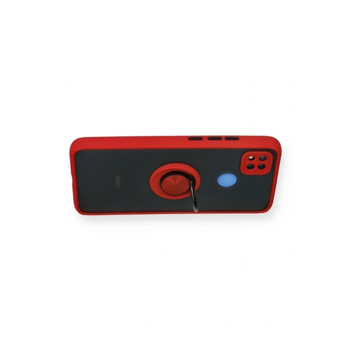 Newface Xiaomi Redmi 9C Kılıf Montreal Yüzüklü Silikon Kapak - Kırmızı