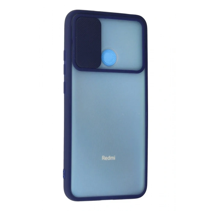 Newface Xiaomi Redmi 9C Kılıf Palm Buzlu Kamera Sürgülü Silikon - Lacivert