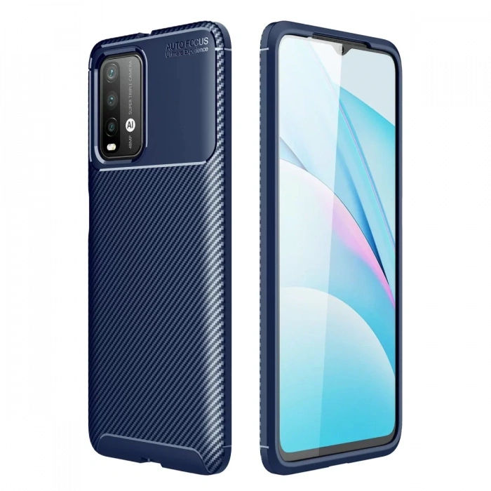 Newface Xiaomi Redmi 9T Kılıf Auto Focus Karbon Kapak - Lacivert