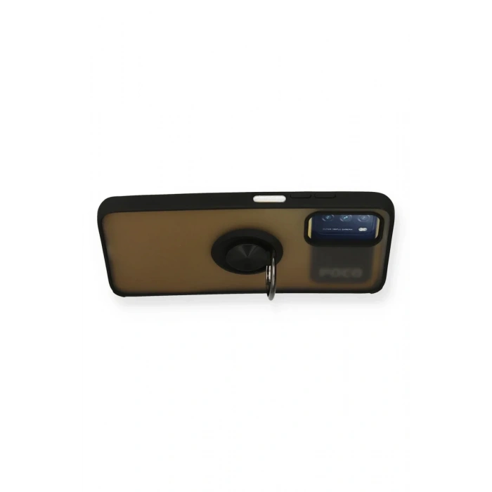 Newface Xiaomi Redmi 9T Kılıf Montreal Yüzüklü Silikon Kapak - Siyah