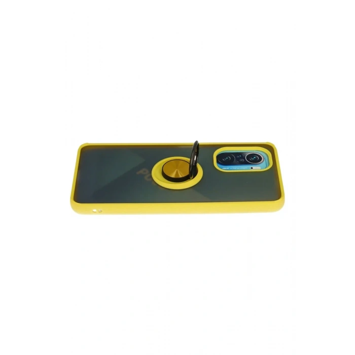 Newface Xiaomi Redmi K40 Kılıf Montreal Yüzüklü Silikon Kapak - Sarı