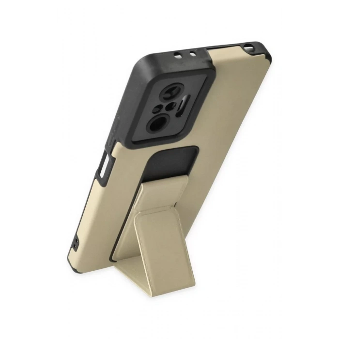 Newface Xiaomi Redmi Note 10 Pro Kılıf Mega Standlı Silikon - Gold