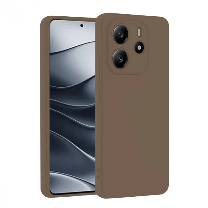 Newface Xiaomi Redmi Note 14 4G Kılıf First Silikon - Kahverengi