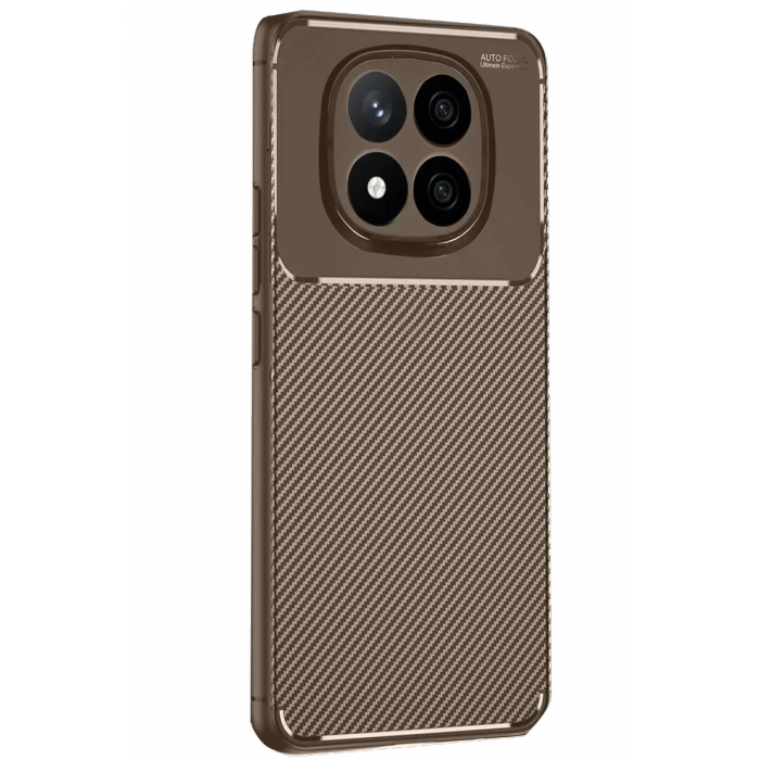 Newface Xiaomi Redmi Note 14 Pro 4G Kılıf Auto Focus Karbon Kapak - Kahverengi