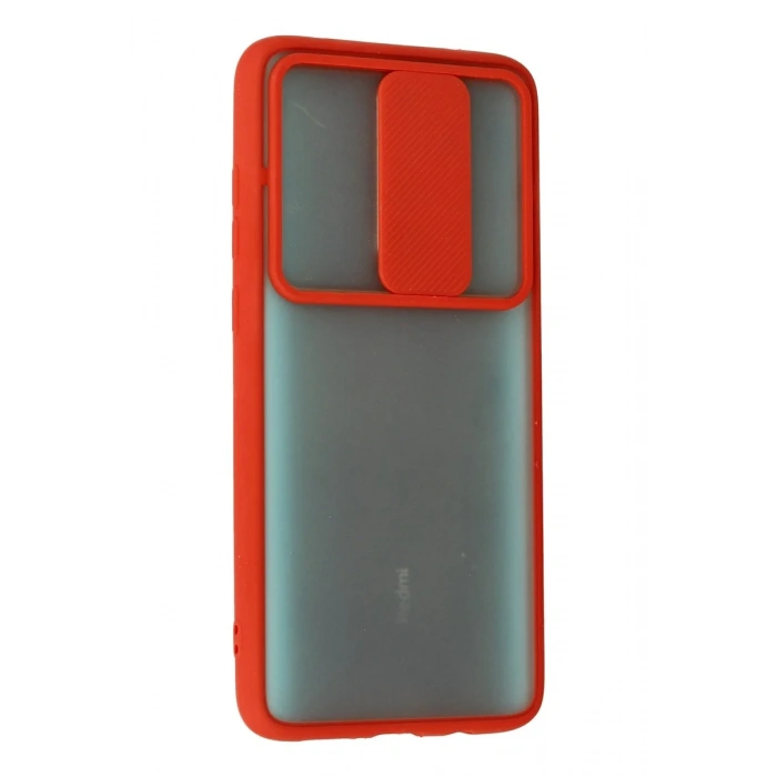 Newface Xiaomi Redmi Note 8 Pro Kılıf Palm Buzlu Kamera Sürgülü Silikon - Kırmızı
