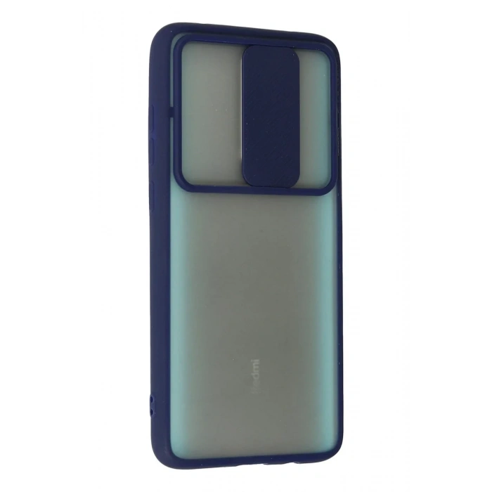 Newface Xiaomi Redmi Note 8 Pro Kılıf Palm Buzlu Kamera Sürgülü Silikon - Lacivert
