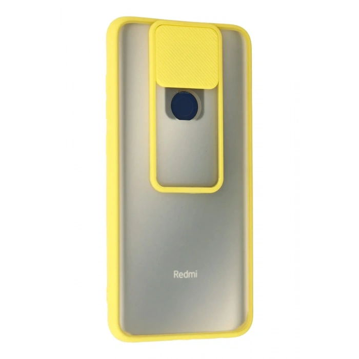 Newface Xiaomi Redmi Note 9 Kılıf Palm Buzlu Kamera Sürgülü Silikon - Sarı