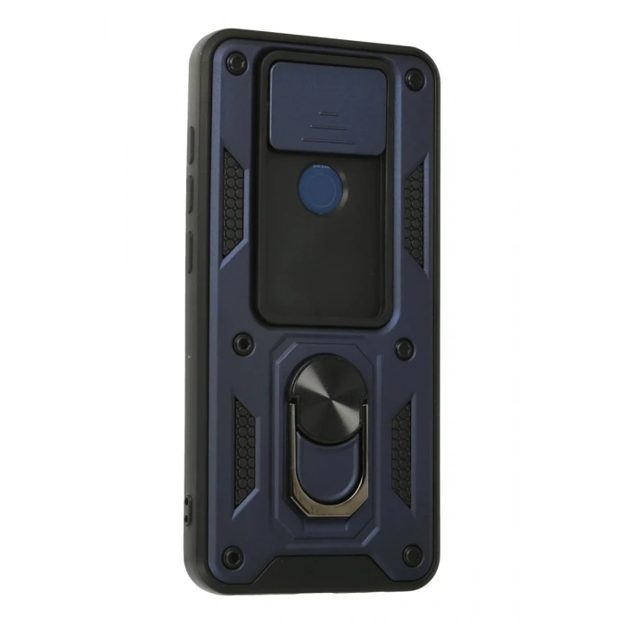 Newface Xiaomi Redmi Note 9 Kılıf Pars Lens Yüzüklü Silikon - Lacivert