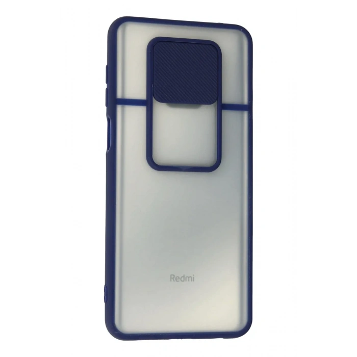 Newface Xiaomi Redmi Note 9 Pro Kılıf Palm Buzlu Kamera Sürgülü Silikon - Lacivert
