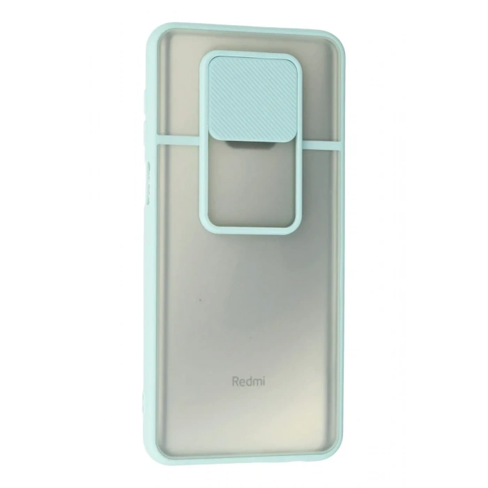 Newface Xiaomi Redmi Note 9 Pro Kılıf Palm Buzlu Kamera Sürgülü Silikon - Turkuaz