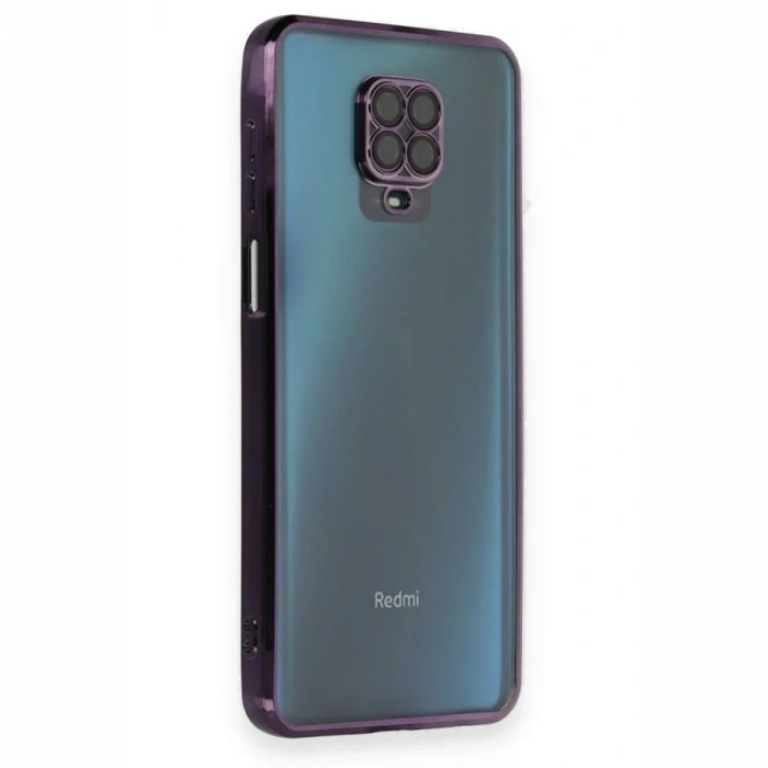 Newface Xiaomi Redmi Note 9 Pro Kılıf Razer Lensli Silikon - Mor
