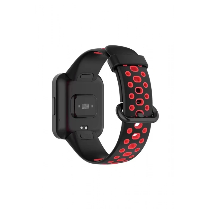 Newface Xiaomi Redmi Watch 2 Spor Delikli Kordon - Siyah-kırmızı