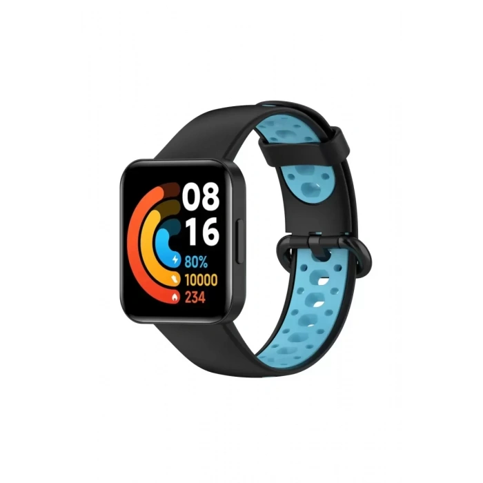Newface Xiaomi Redmi Watch 2 Spor Delikli Kordon - Siyah-mavi