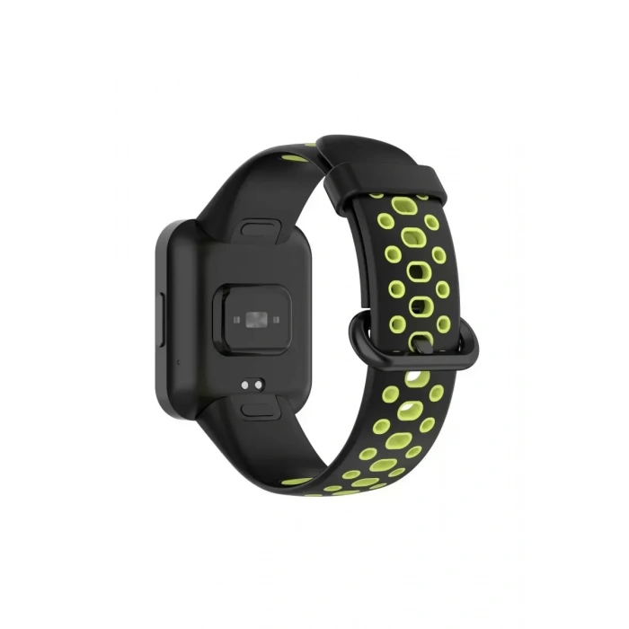 Newface Xiaomi Redmi Watch 2 Spor Delikli Kordon - Siyah-yeşil