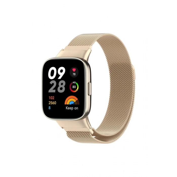 Newface Xiaomi Redmi Watch 3 Metal Mıknatıslı Kordon - Metalik Gold